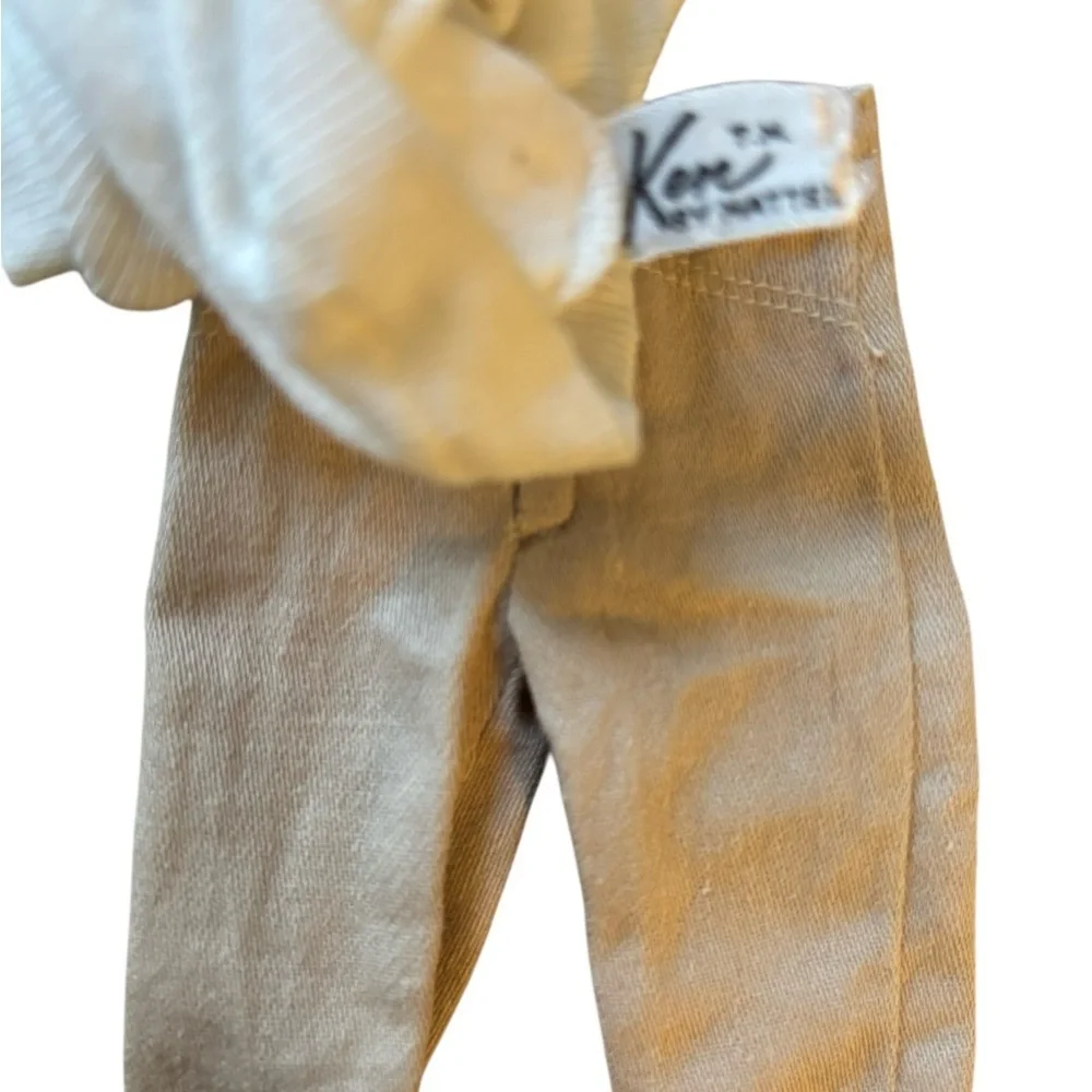 VTG 1960’s Ken Doll Clothing Pants Mock Top OS Brown Tan White Mattel Outfit